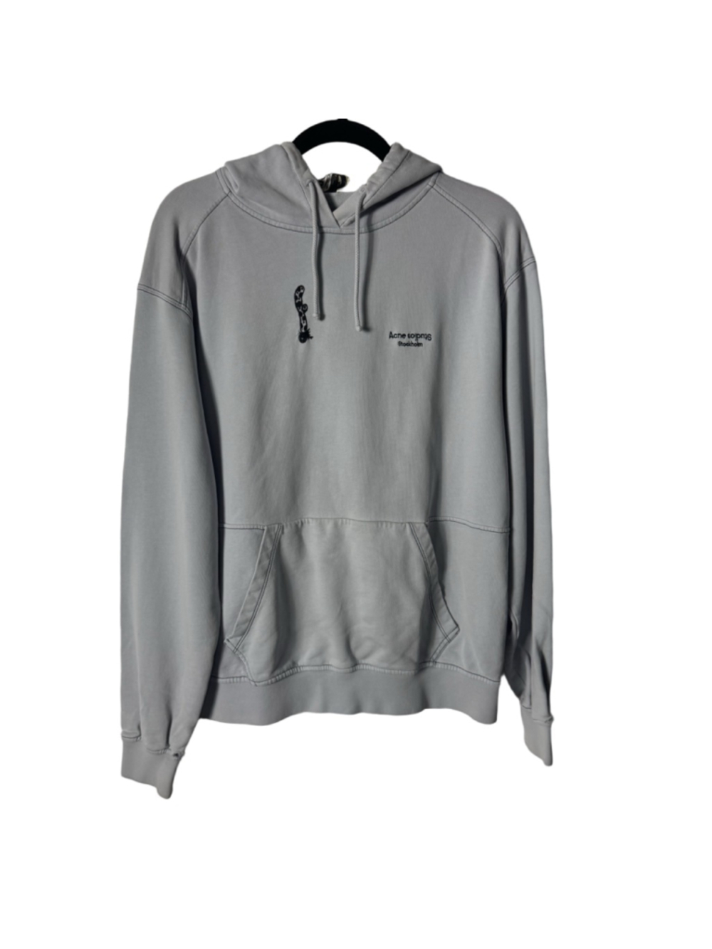 Acne Studios Stockholm Gray Hoodie with Black Embroidery size Small
